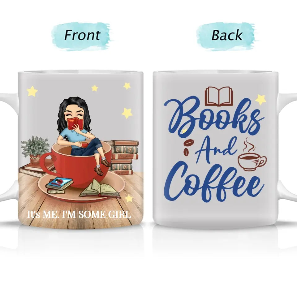 Books and Coffee - Personalized Custom White Edge-to-Edge Mug