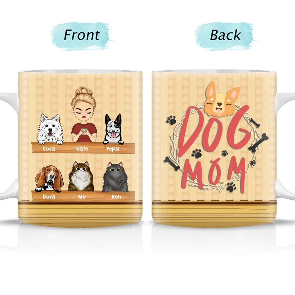 Dog Mom - Gift For Dog Lover - Personalized White Edge-to-Edge Mug