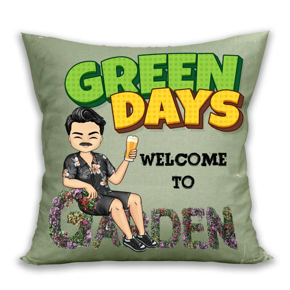 Green Days - Birthday, Housewarming Gift - Personalized Pillow