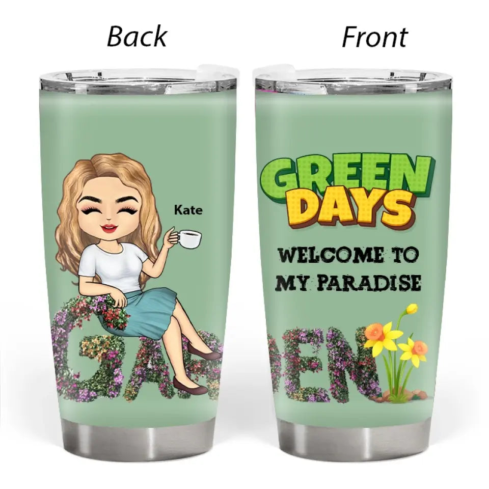Green Days - Gift For Her Outdoor Decor - Personalized Tumbler