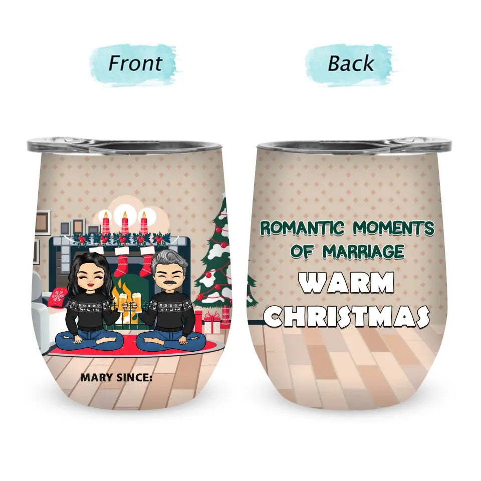 Romantic Moments Of Marriage Warm Christmas - Custom Tumbler Wine