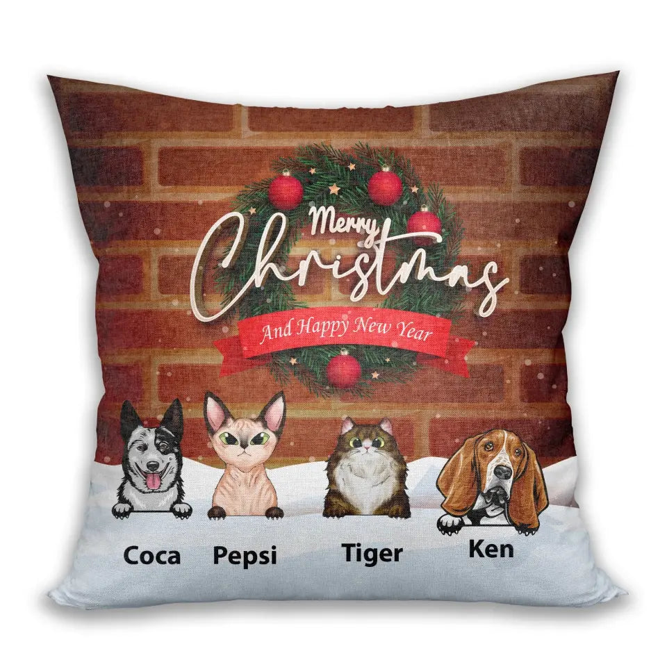 Meowy Christmas Custom Pillow - Christmas Gift For Pet Lovers
