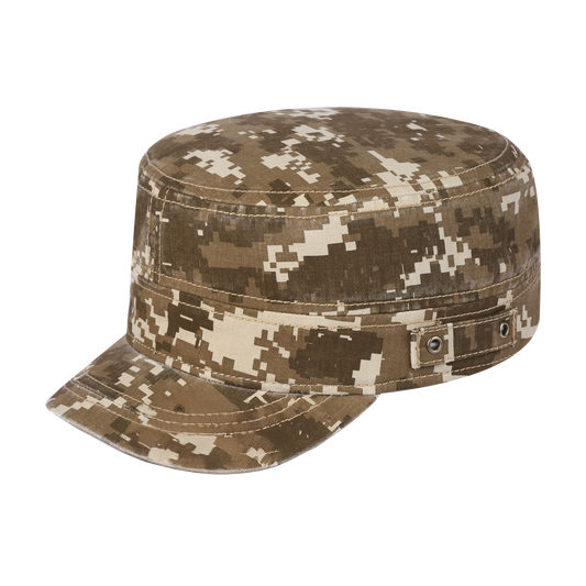 Blank Military Hat with Khaki Camo front and Khaki Camo back