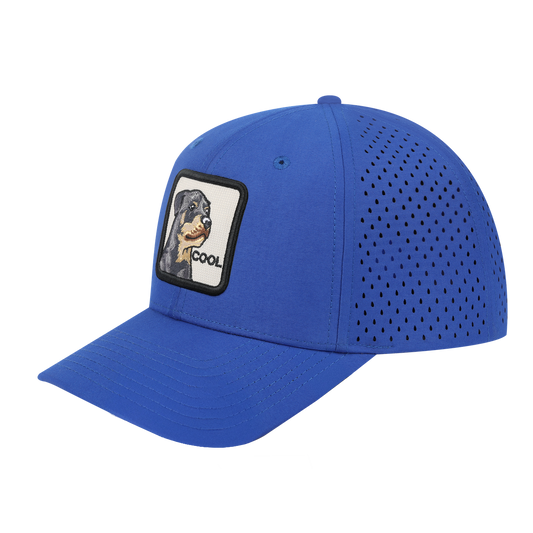 Cool 6-Panel Microfiber Laser Hole Trucker Hat with Royal Blue front and Royal Blue back