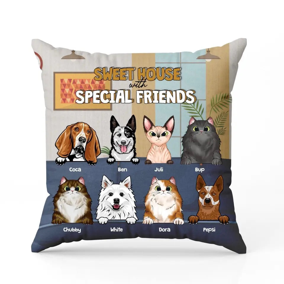 Sweet House With Special Friend - Gift For Pet Lovers - Custom Pillow
