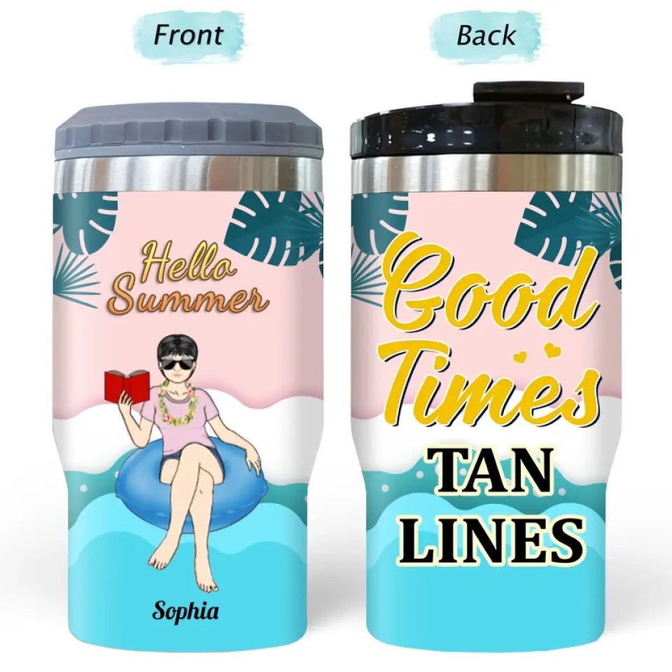 Hello Summer - Gift For Beach Lovers - Personalized  Can Cooler