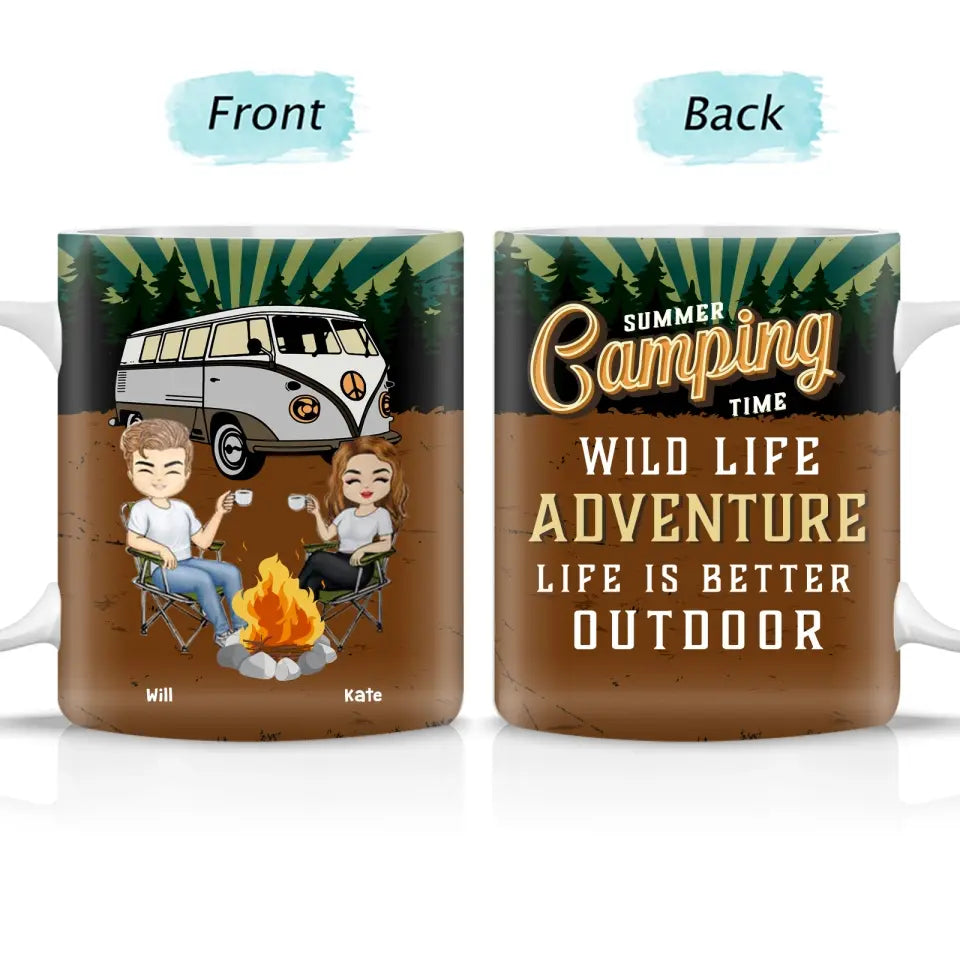 Summer Camping - Couple Gift - Custom White Edge-to-Edge Mug