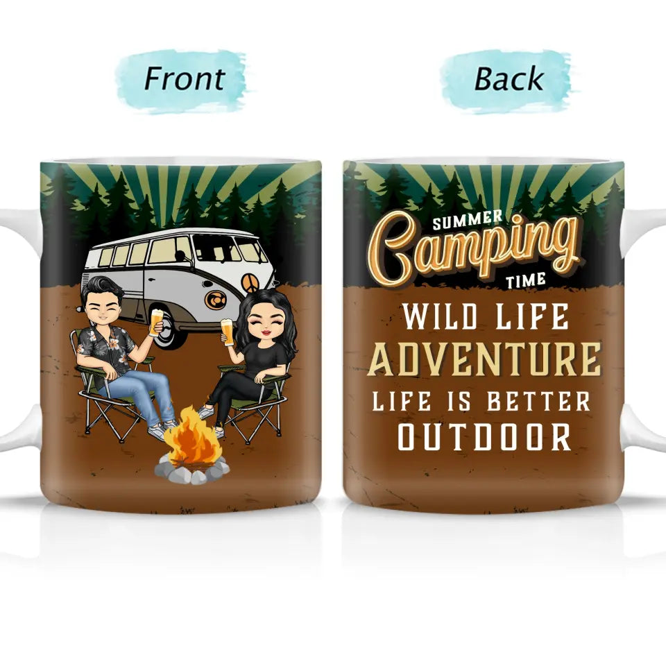 Summer Camping - Couple Gift - Custom White Edge-to-Edge Mug