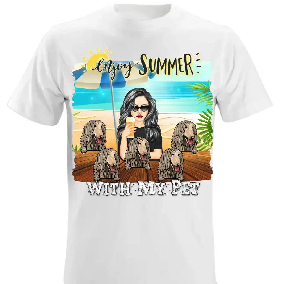 Enjoy Summer With My Pet - Custom T Shirt - Gift For Dog Lovers
