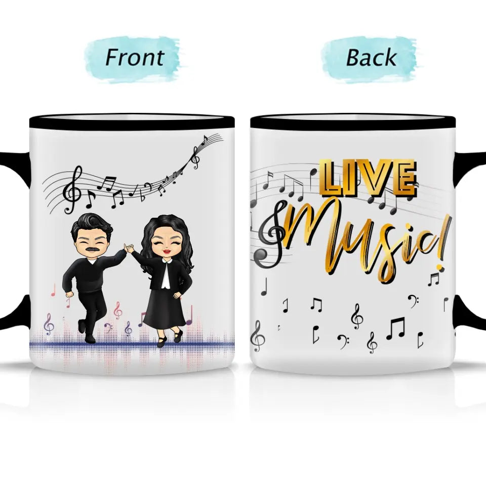 Live Music With Husband, Wife - Gift For Couples - Custom Accent Mug