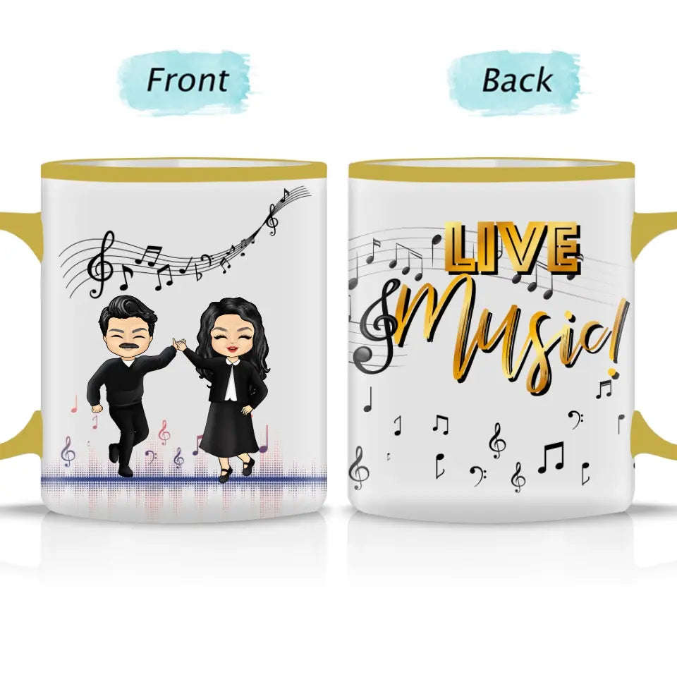 Live Music With Husband, Wife - Gift For Couples - Custom Accent Mug