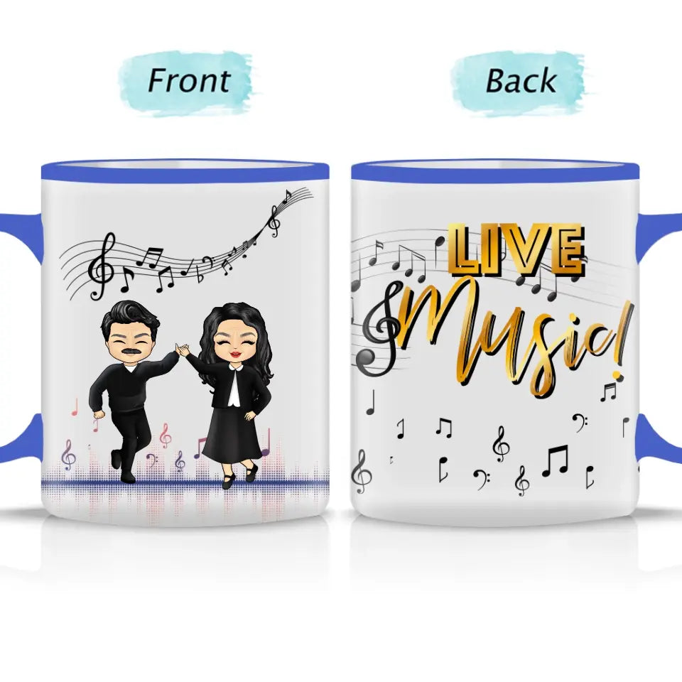 Live Music With Husband, Wife - Gift For Couples - Custom Accent Mug