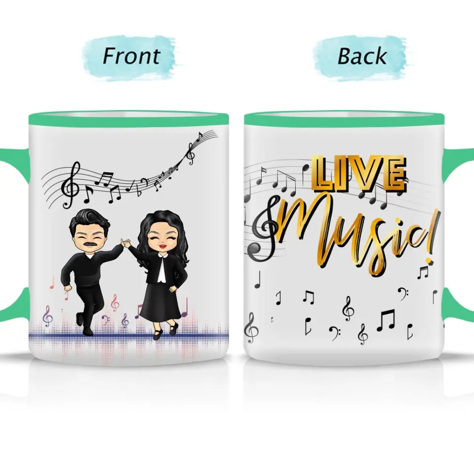 Live Music With Husband, Wife - Gift For Couples - Custom Accent Mug