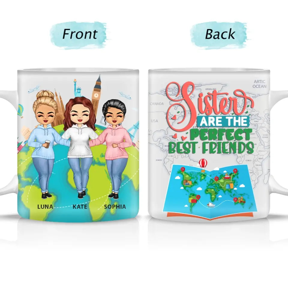 Connected By Heart  - Sibling BFF Bestie Gift - Custom White Mug