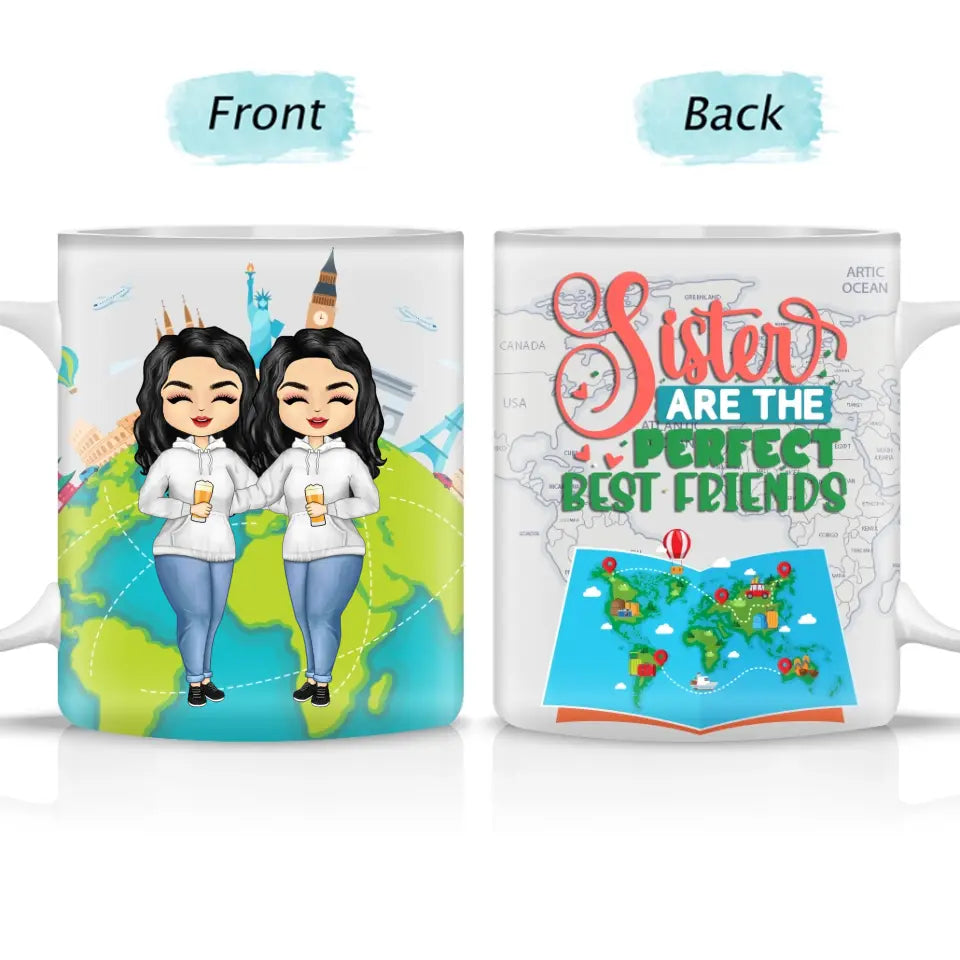 Connected By Heart  - Sibling BFF Bestie Gift - Custom White Mug
