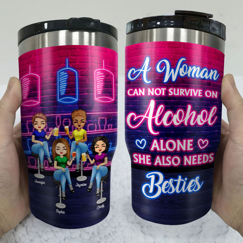 A Woman Can Not Survive - Gift For Besties - Personalized Custom Triple 3 In 1 Can Cooler