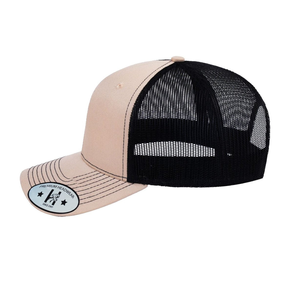 Blank - 6 Panel Trucker Hat - Beige