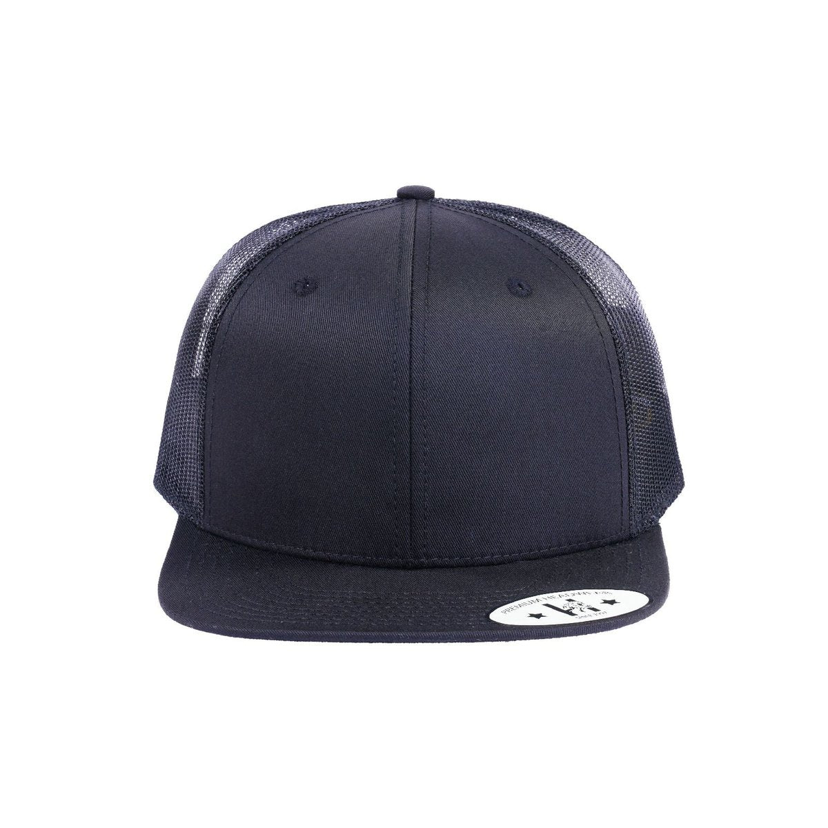 Blank - 6 Panel Snapback Flat Bill Trucker Hat - Black