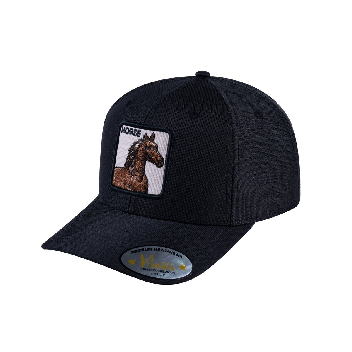 Unisex V2 Embroidered The Horse, 6-Panel Baseball Cap, Black/Black, Adjustable Fit