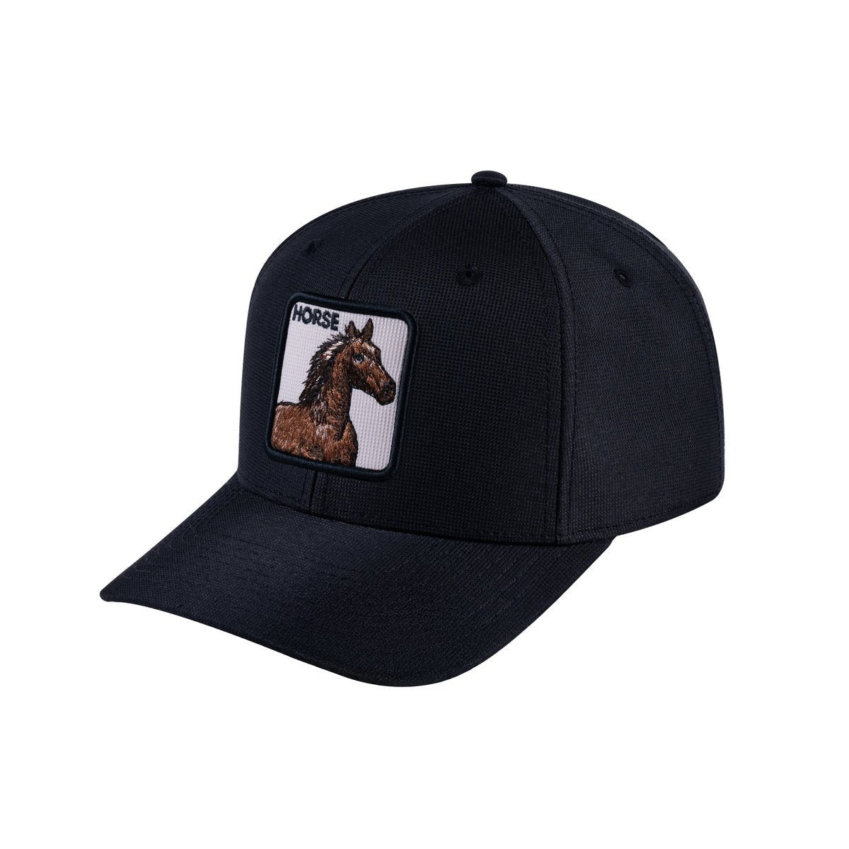 Unisex V2 Embroidered The Horse, 6-Panel Baseball Cap, Black/Black, Adjustable Fit