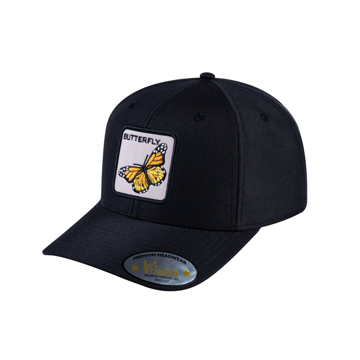 Unisex V2 Embroidered The Butterfly, 6-Panel Baseball Cap, Black/Black, Adjustable Fit