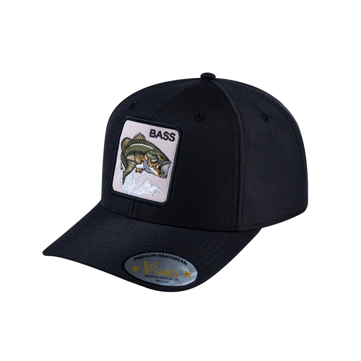 Unisex V2 Embroidered The Bass, 6-Panel Baseball Cap, Black/Black, Adjustable Fit
