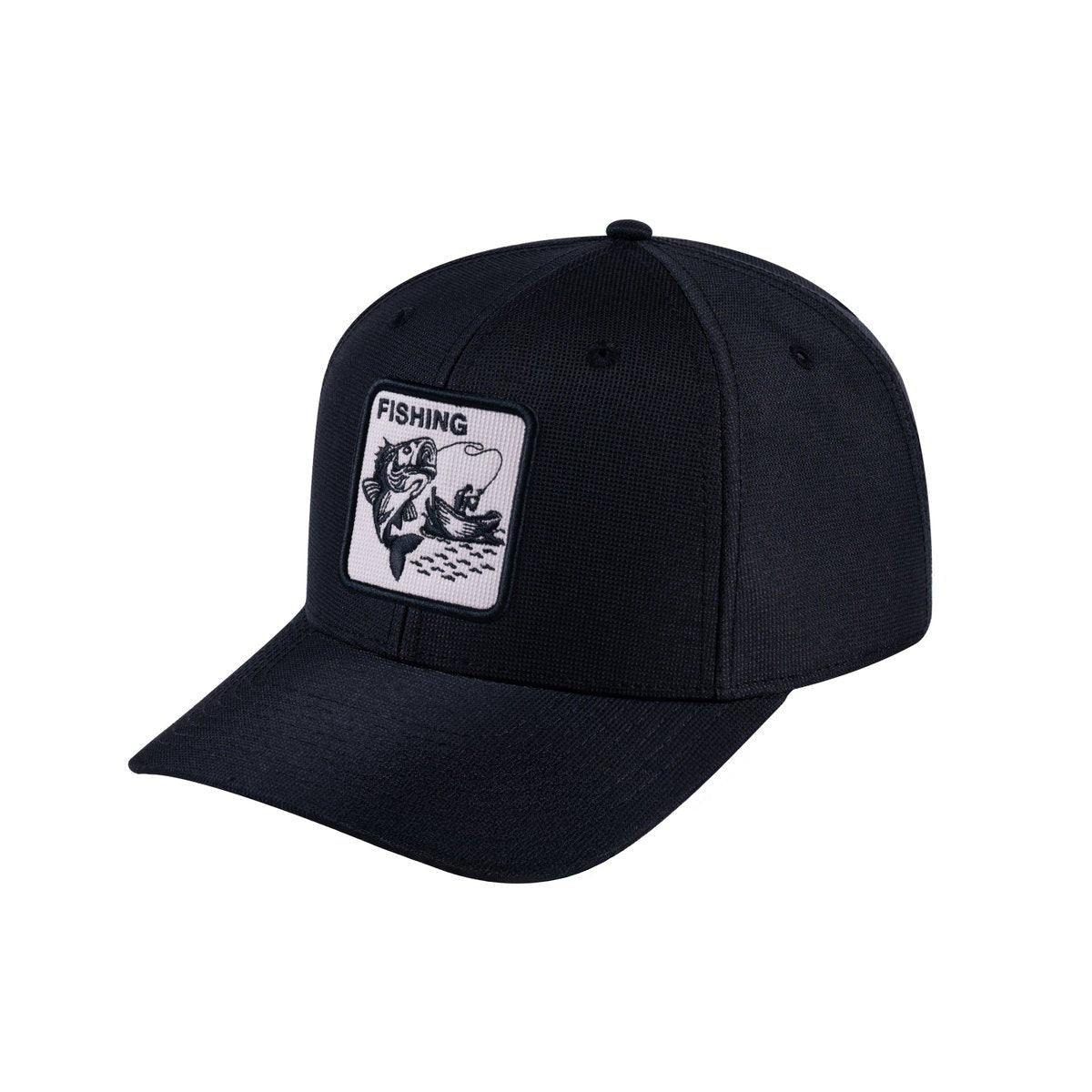 Unisex V2 Embroidered The Fishing, 6-Panel Baseball Cap, Black/Black, Adjustable Fit