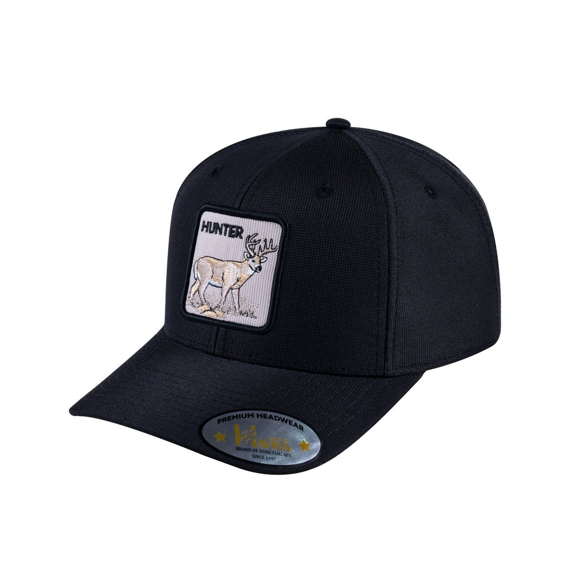 Unisex V2 Embroidered The Hunter, 6-Panel Baseball Cap, Black/Black, Adjustable Fit