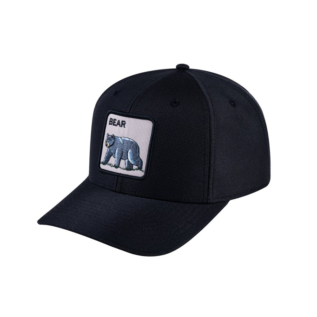 Unisex V2 Embroidered The Bear V2, 6-Panel Baseball Cap, Black/Black, Adjustable Fit