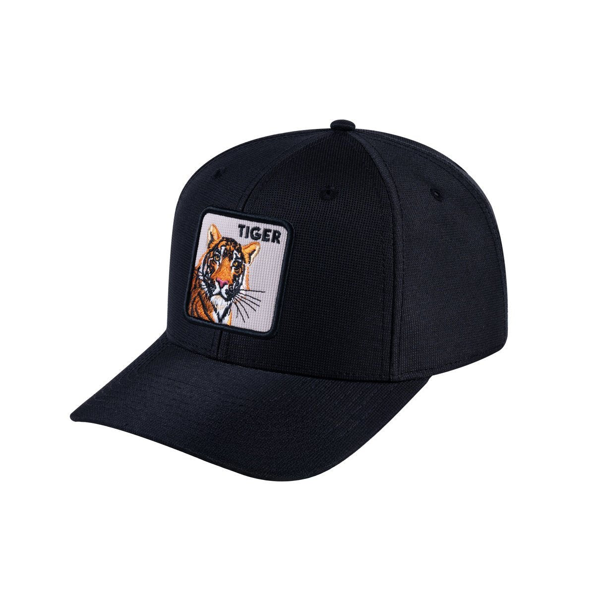 Unisex V2 Embroidered The Tiger, 6-Panel Baseball Cap, Black/Black, Adjustable Fit