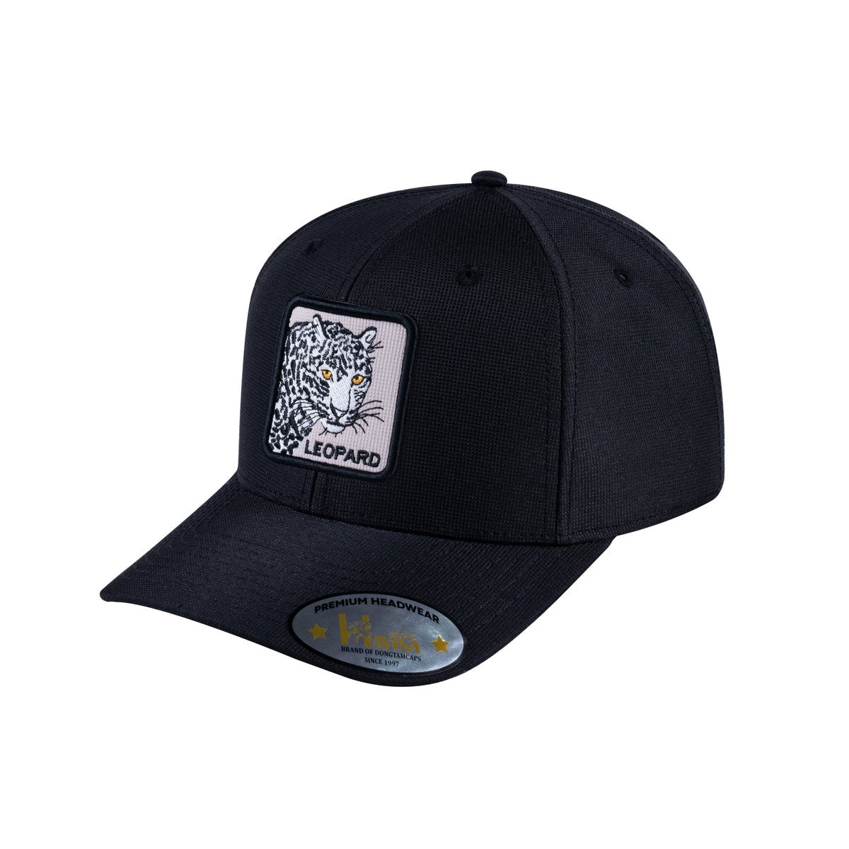 Unisex V2 Embroidered The Leopard, 6-Panel Baseball Cap, Black/Black, Adjustable Fit