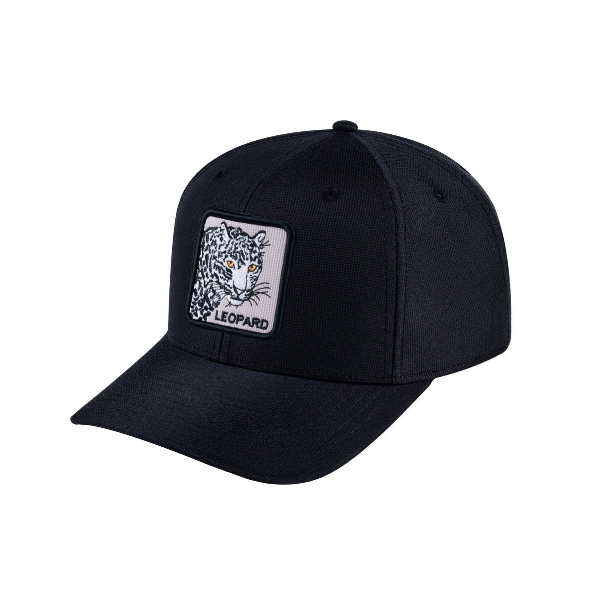 Unisex V2 Embroidered The Leopard, 6-Panel Baseball Cap, Black/Black, Adjustable Fit
