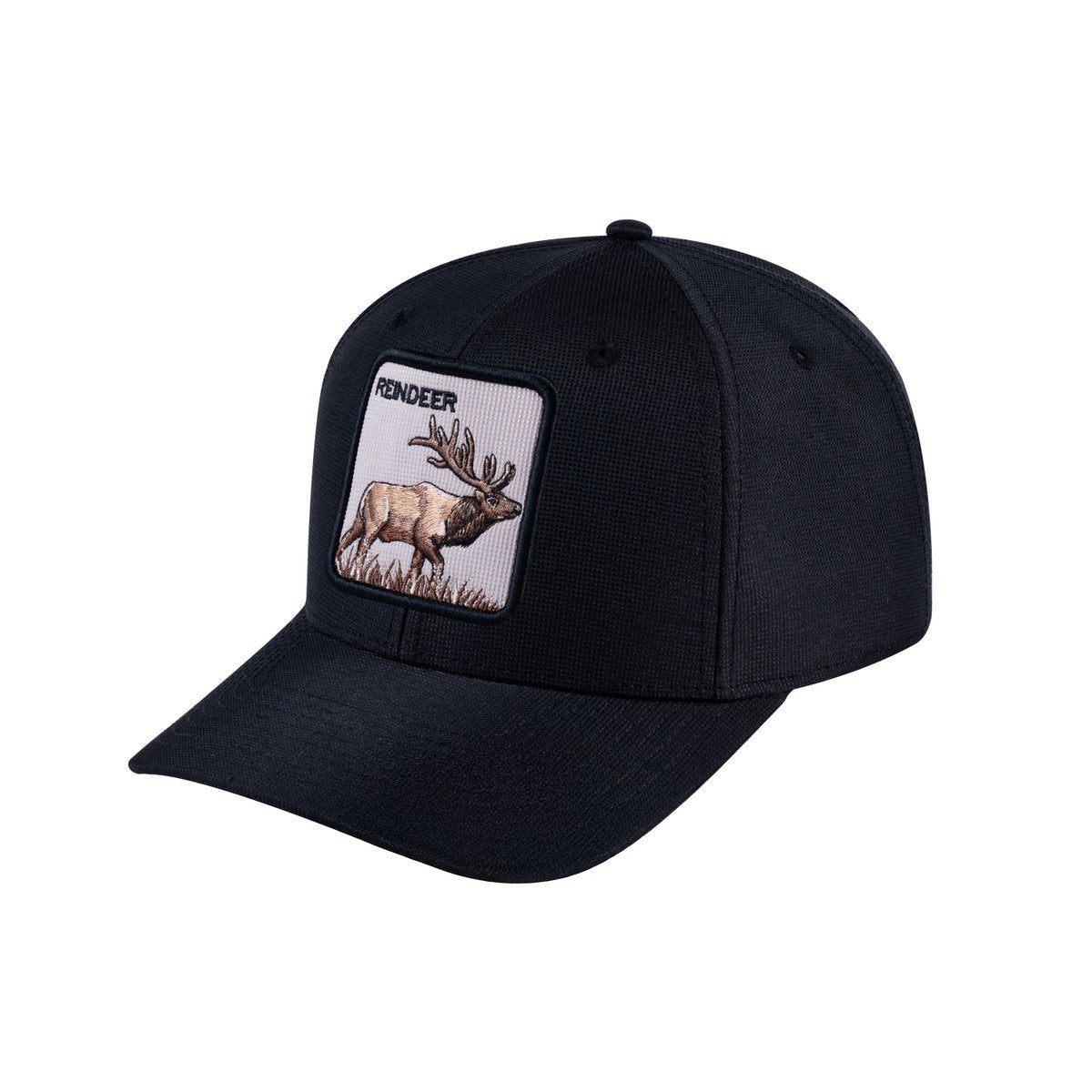 Unisex V2 Embroidered The Reindeer, 6-Panel Baseball Cap, Black/Black, Adjustable Fit
