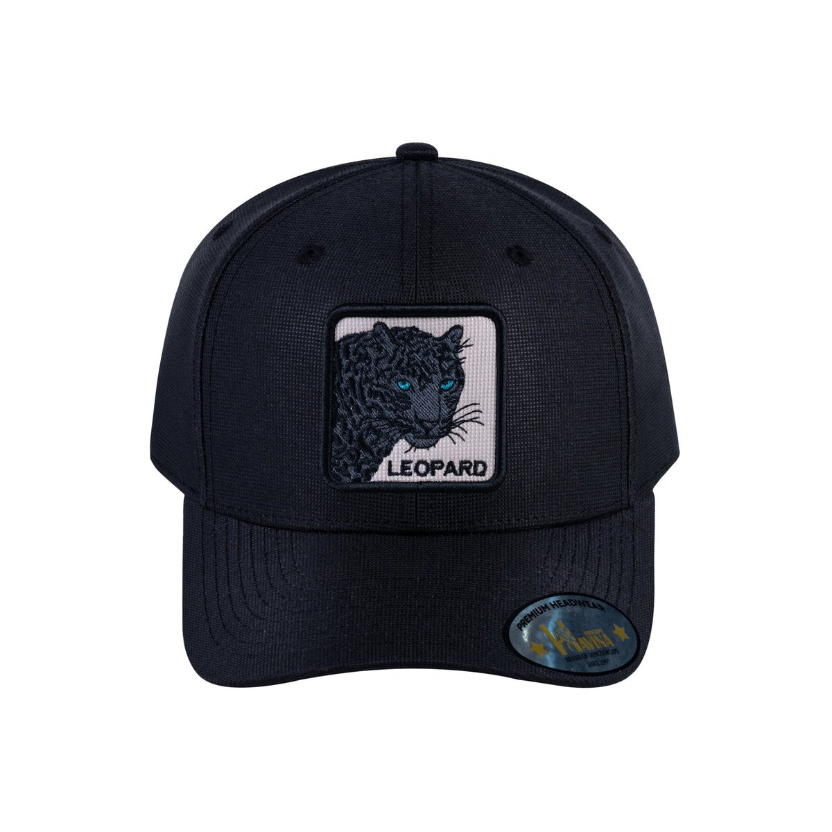 Unisex V2 Embroidered The Leopard V2, 6-Panel Baseball Cap, Black/Black, Adjustable Fit