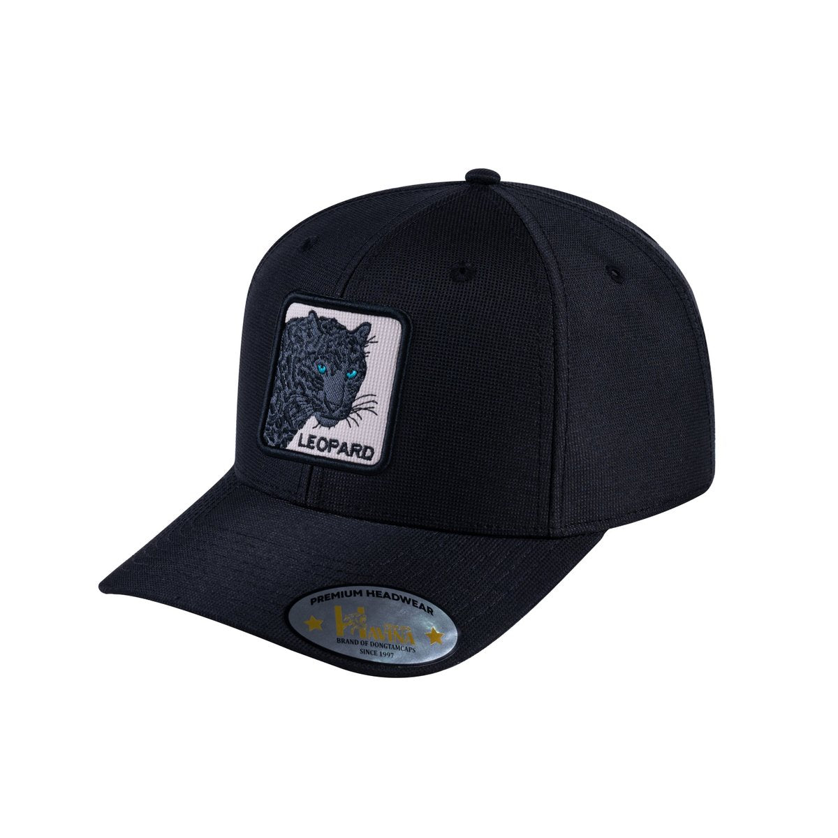 Unisex V2 Embroidered The Leopard V2, 6-Panel Baseball Cap, Black/Black, Adjustable Fit