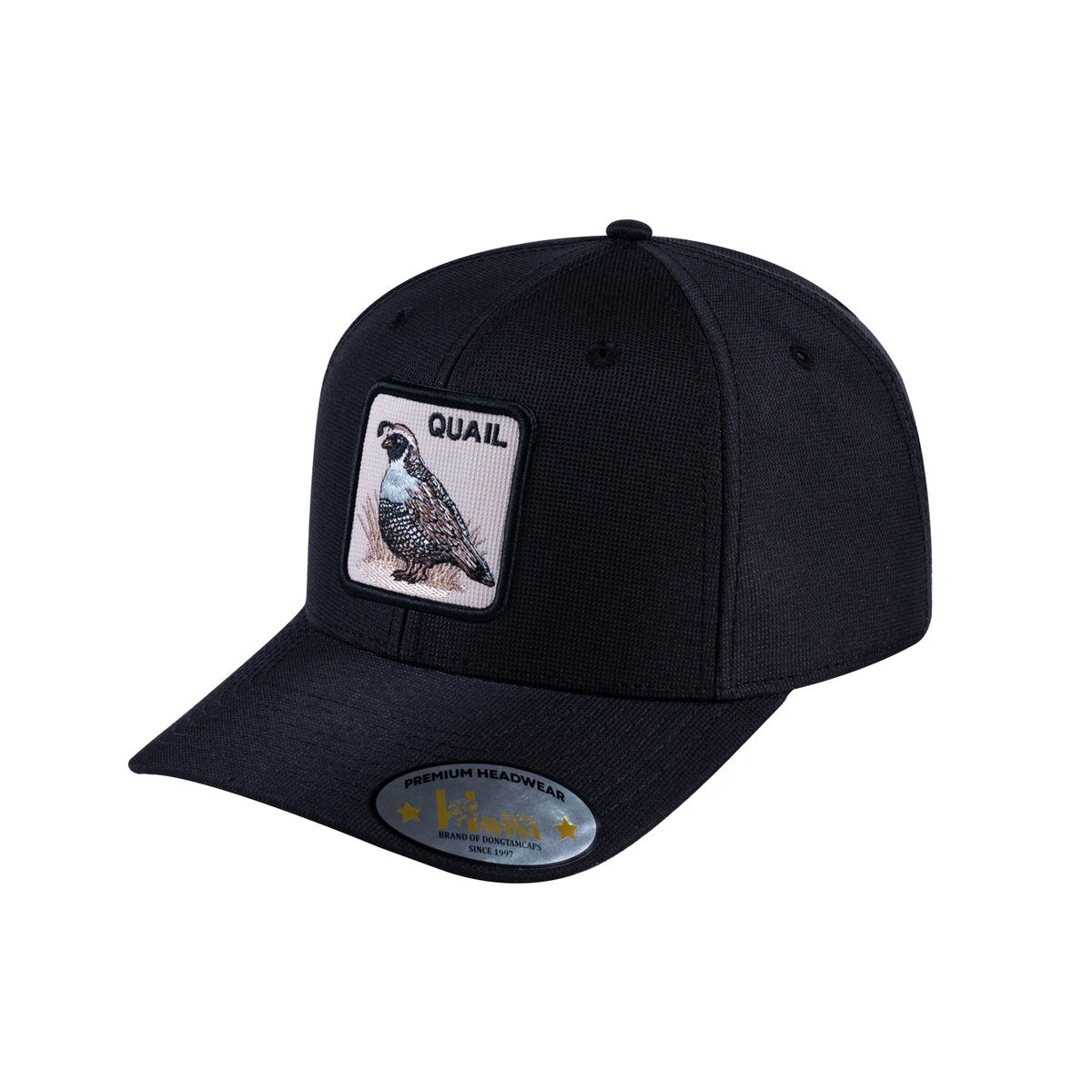 Unisex V2 Embroidered The Quail, 6-Panel Baseball Cap, Black/Black, Adjustable Fit