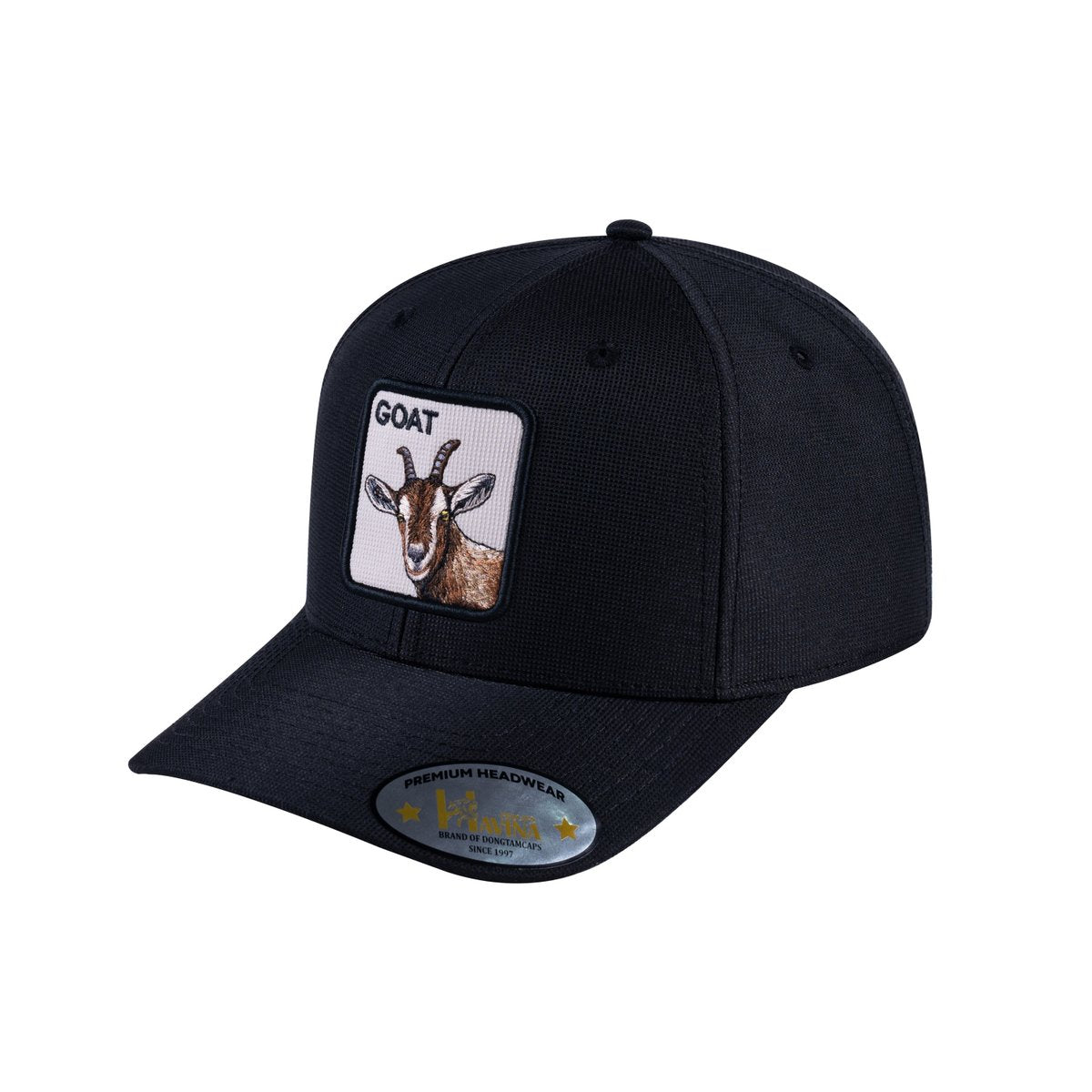 Unisex V2 Embroidered The Goat, 6-Panel Baseball Cap, Black/Black, Adjustable Fit