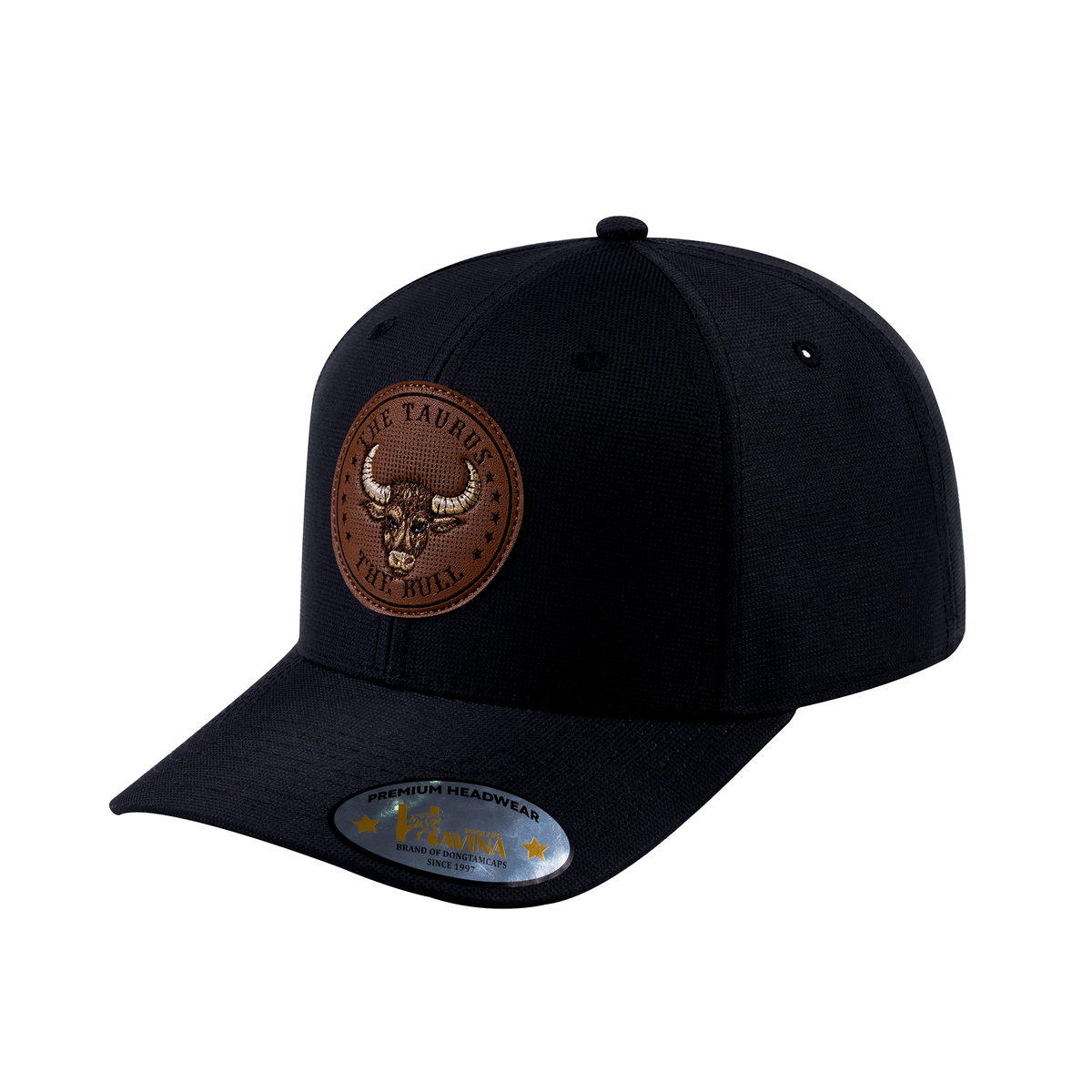 Unisex V2 Embroidered And Laser-Engraved Taurus Zodiac (April 20, May 20), 6-Panel Baseball Cap, Black/Black, Adjustable Fit