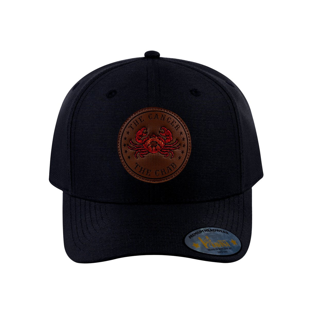 Unisex V2 Embroidered And Laser-Engraved Cancer Zodiac (June 21, July 22), 6-Panel Baseball Cap, Black/Black, Adjustable Fit