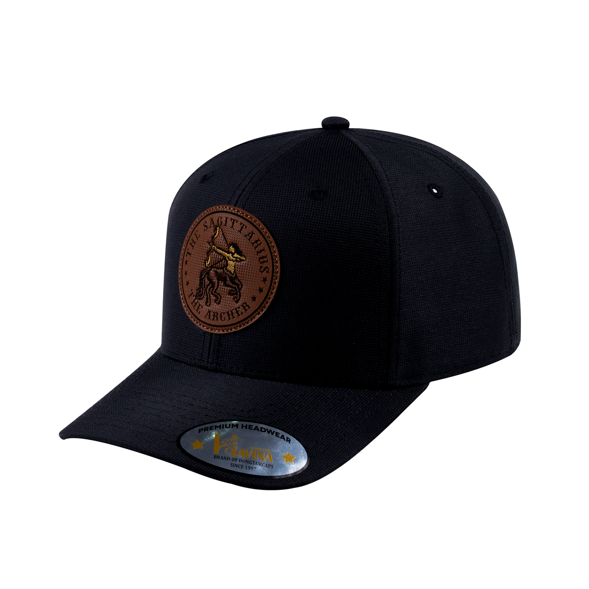 Unisex V2 Embroidered And Laser-Engraved Sagittarius Zodiac (November 22, December 21), 6-Panel Baseball Cap, Black/Black, Adjustable Fit