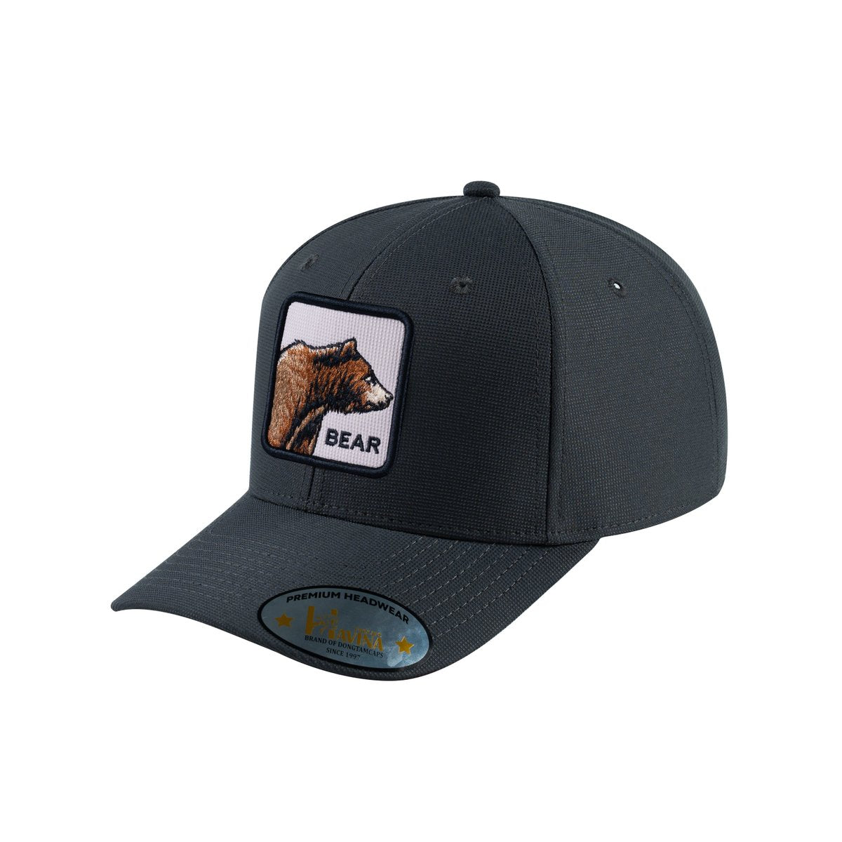 Unisex V2 Embroidered The Bear, 6-Panel Baseball Cap, Dark Grey/Dark Grey, Adjustable Fit