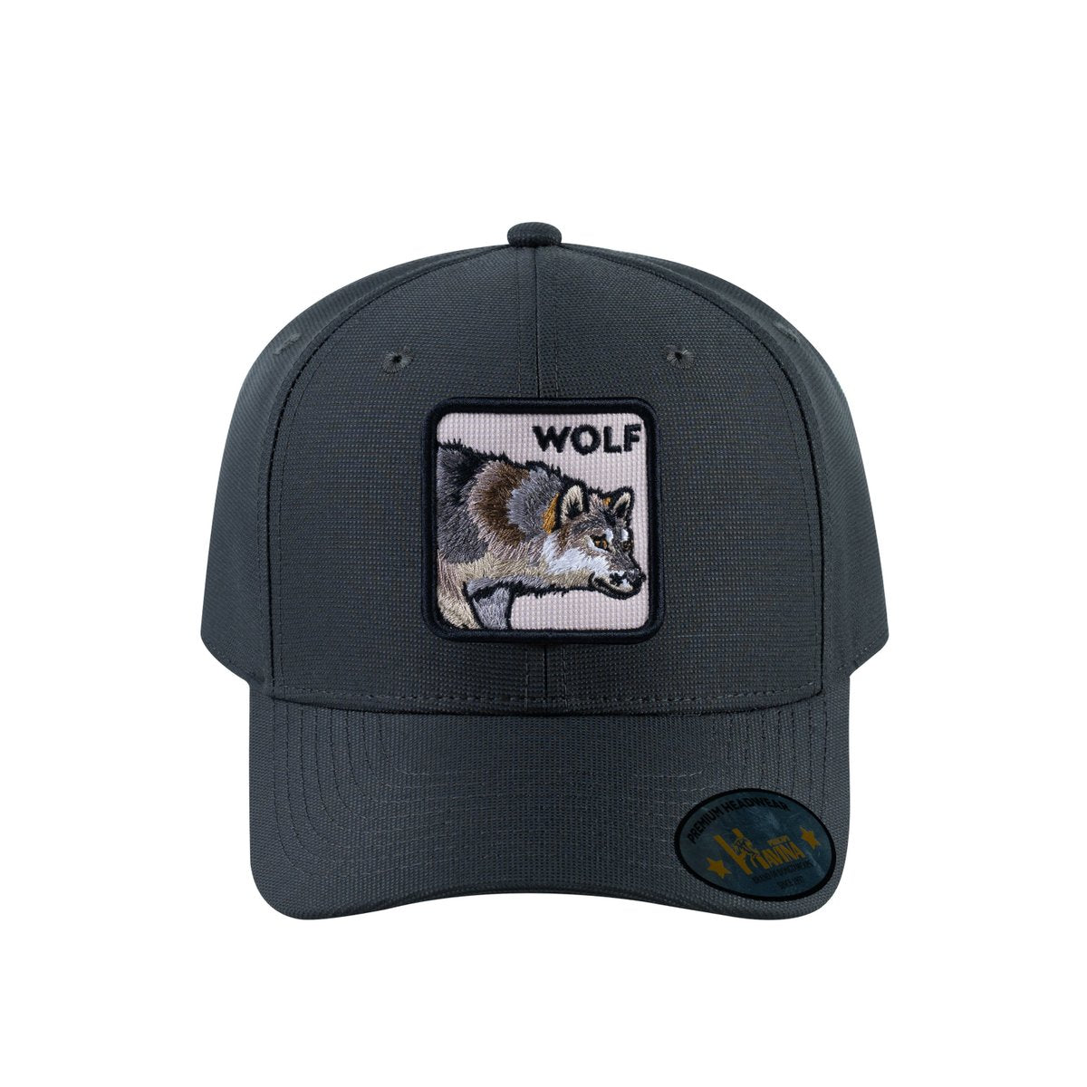 Unisex V2 Embroidered The Wolf, 6-Panel Baseball Cap, Dark Grey/Dark Grey, Adjustable Fit