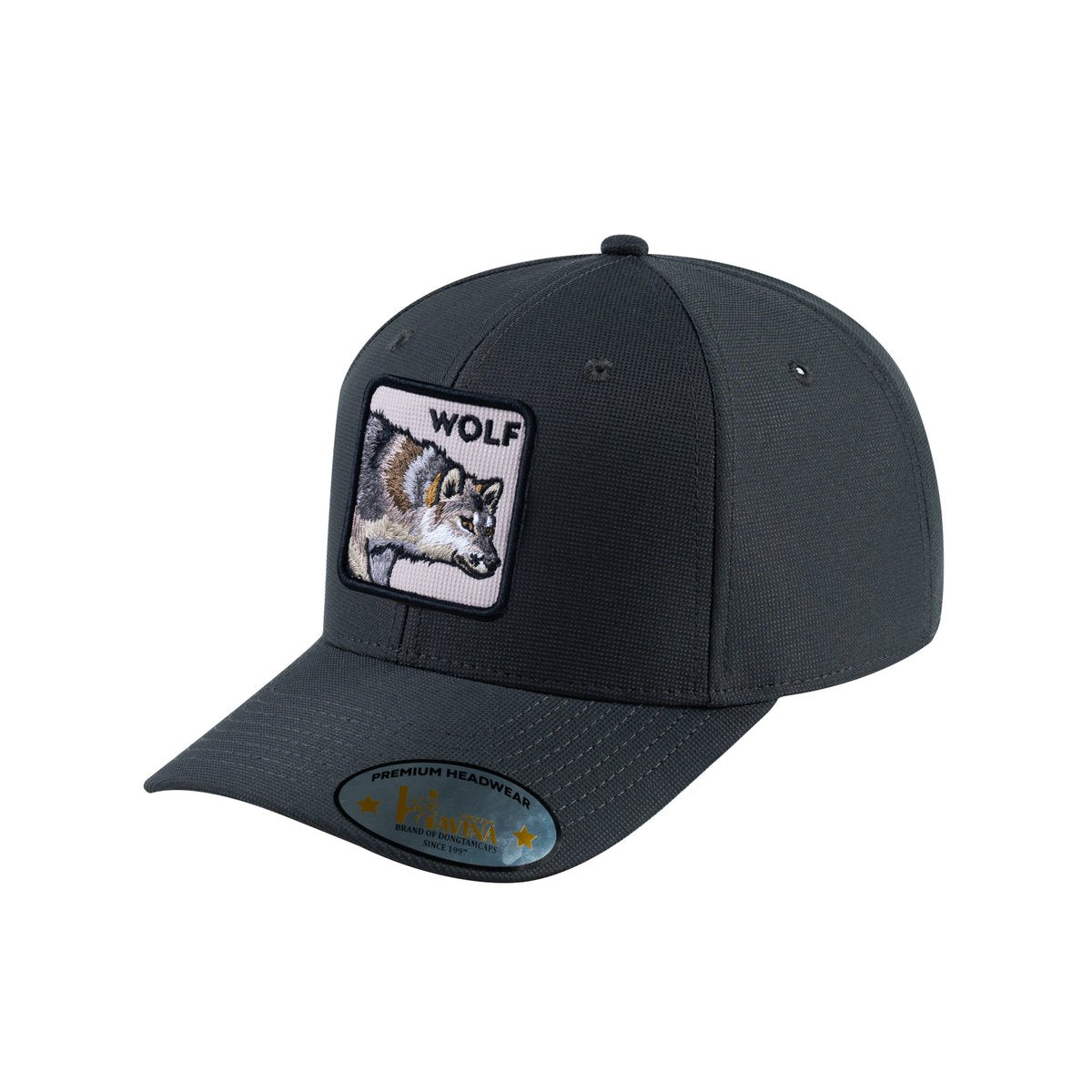 Unisex V2 Embroidered The Wolf, 6-Panel Baseball Cap, Dark Grey/Dark Grey, Adjustable Fit