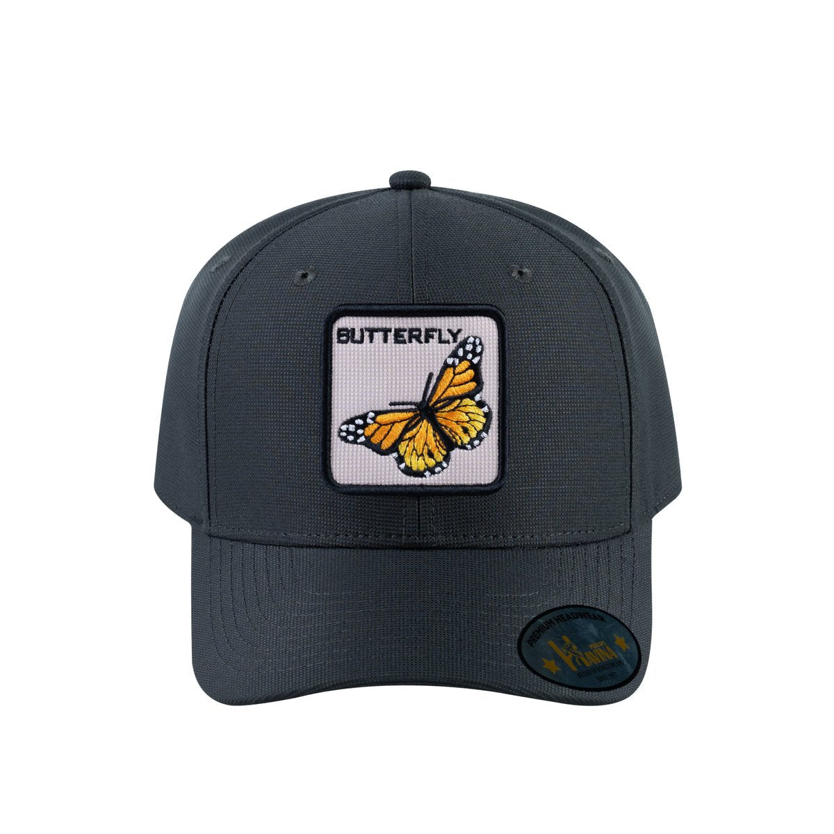 Unisex V2 Embroidered The Butterfly, 6-Panel Baseball Cap, Dark Grey/Dark Grey, Adjustable Fit