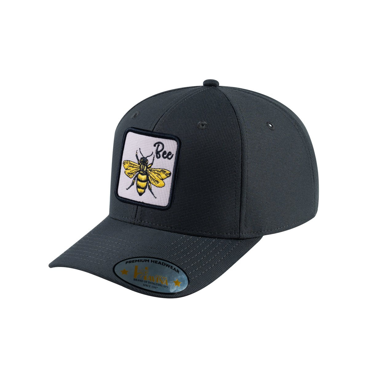 Unisex V2 Embroidered The Bee, 6-Panel Baseball Cap, Dark Grey/Dark Grey, Adjustable Fit