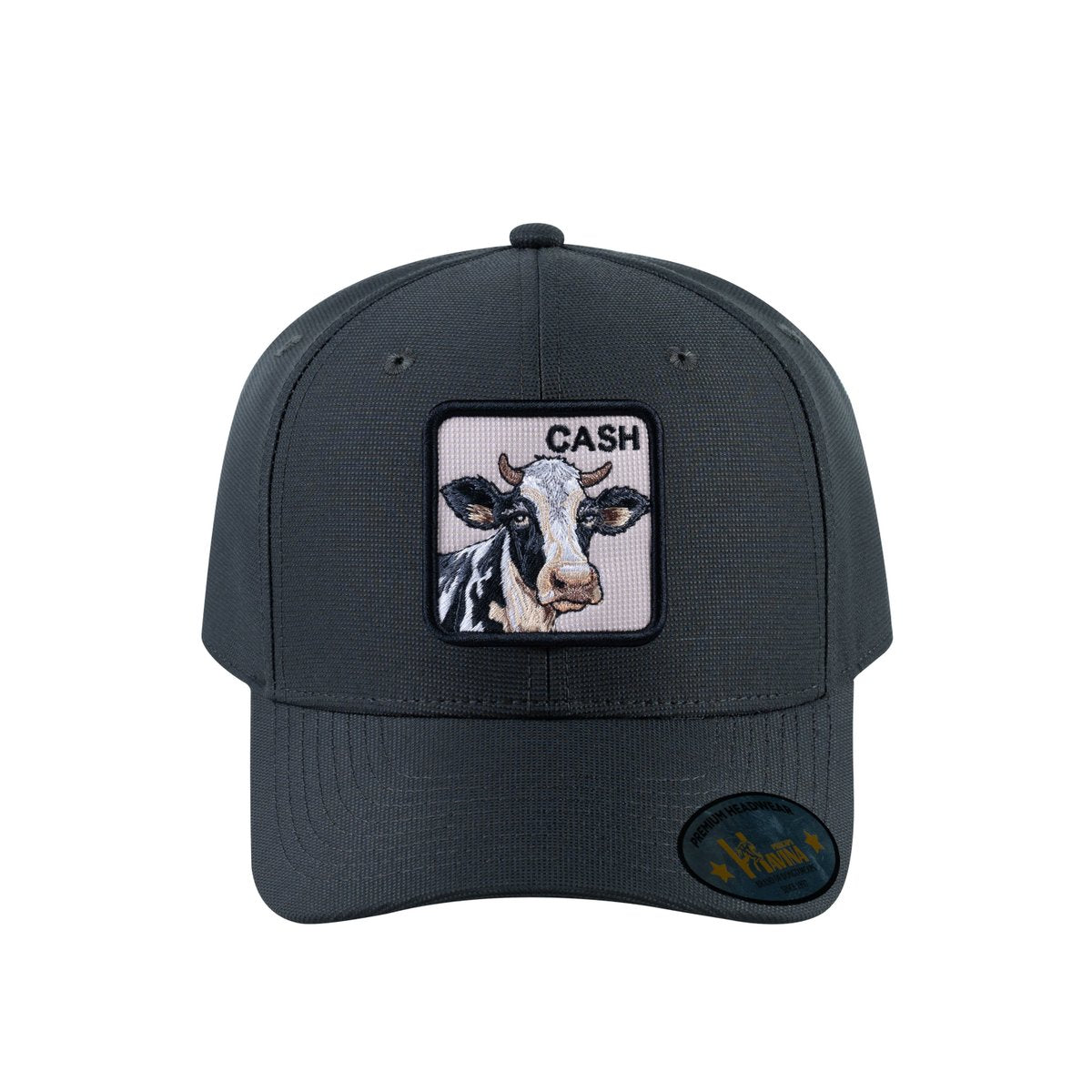 Unisex V2 Embroidered The Cow, 6-Panel Baseball Cap, Dark Grey/Dark Grey, Adjustable Fit