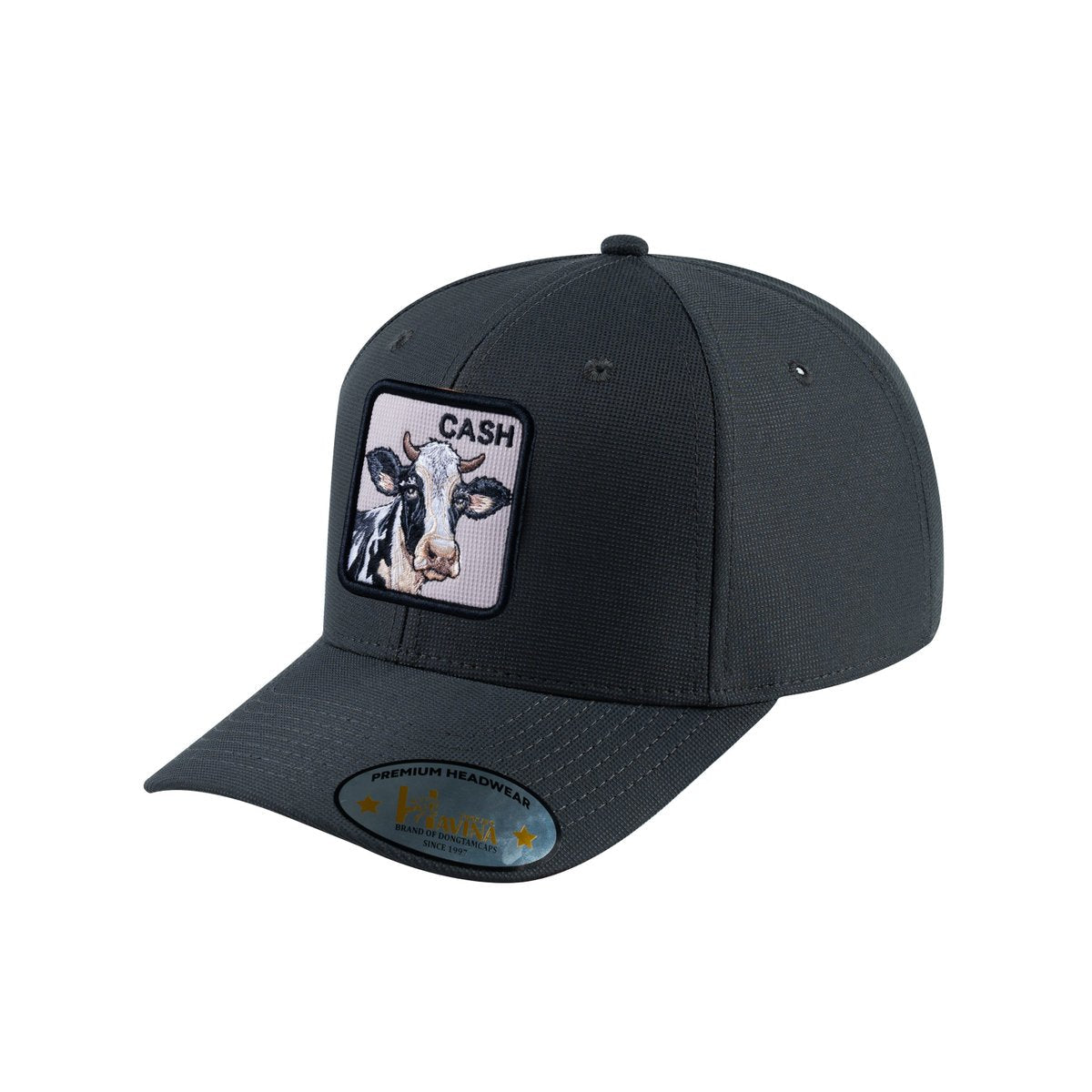 Unisex V2 Embroidered The Cow, 6-Panel Baseball Cap, Dark Grey/Dark Grey, Adjustable Fit