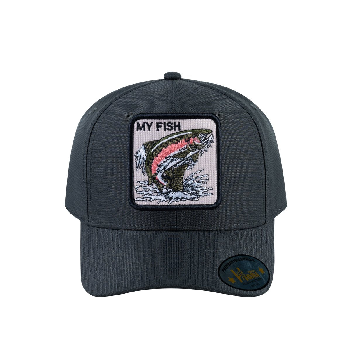 Unisex V2 Embroidered The Salmon, 6-Panel Baseball Cap, Dark Grey/Dark Grey, Adjustable Fit