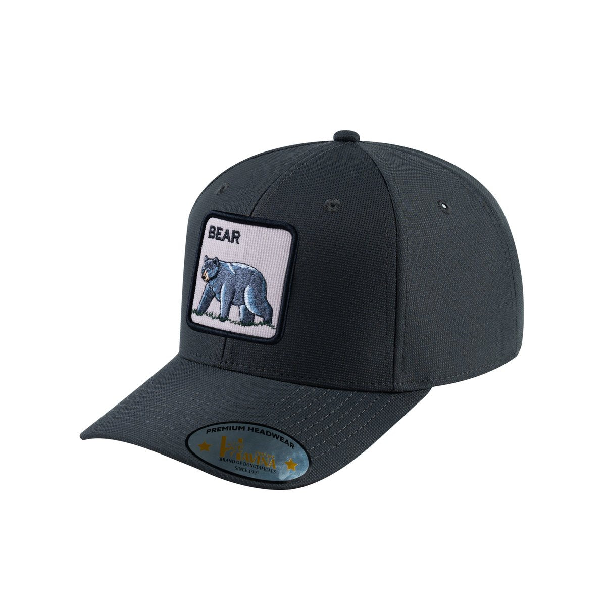 Unisex V2 Embroidered The Bear V2, 6-Panel Baseball Cap, Dark Grey/Dark Grey, Adjustable Fit