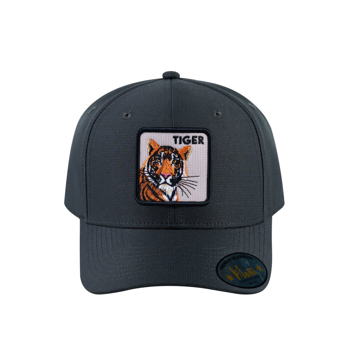 Unisex V2 Embroidered The Tiger, 6-Panel Baseball Cap, Dark Grey/Dark Grey, Adjustable Fit